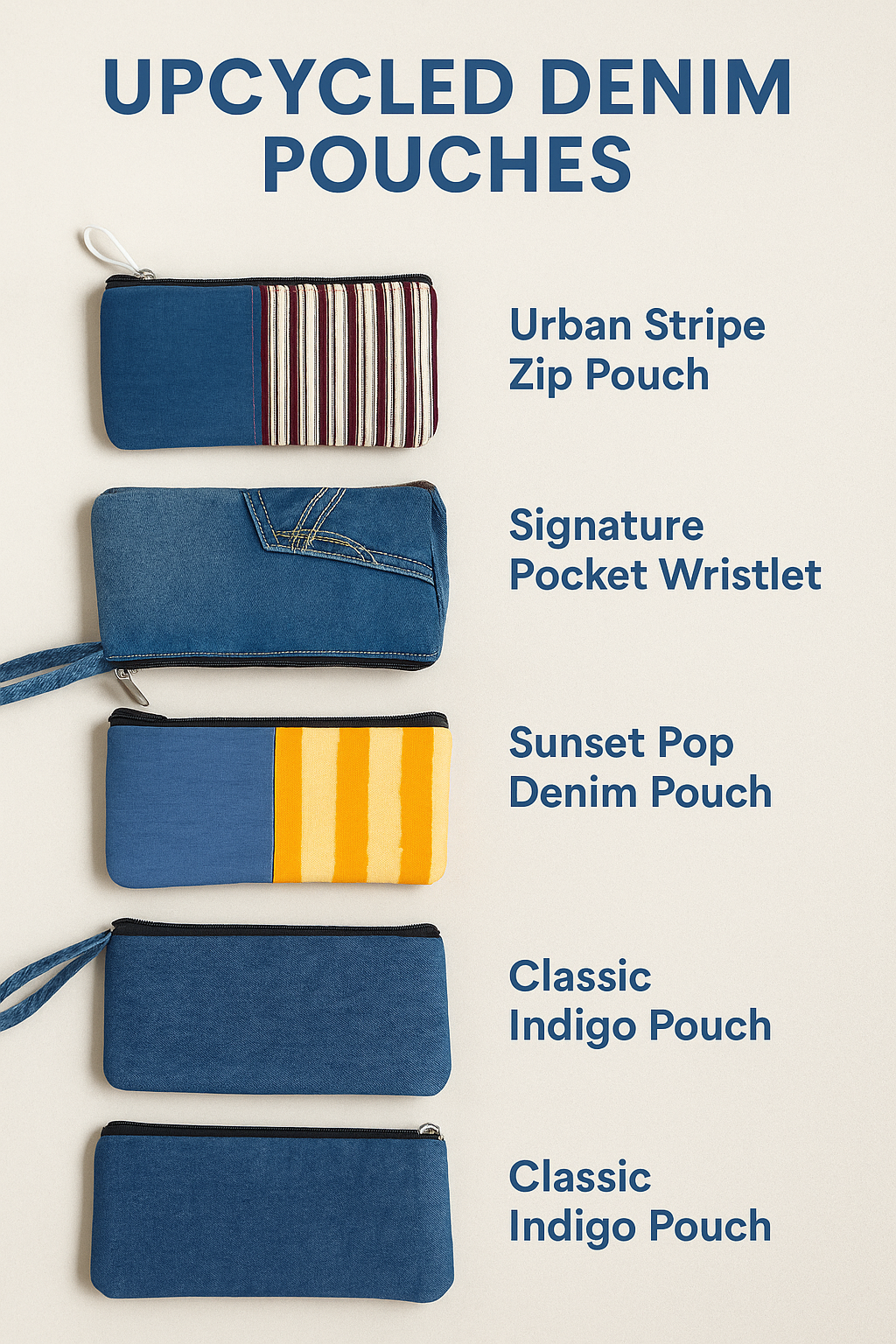 Indigo Charm – Upcycled Flap Pouch
