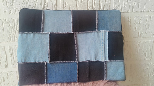 upcycled denim clutch