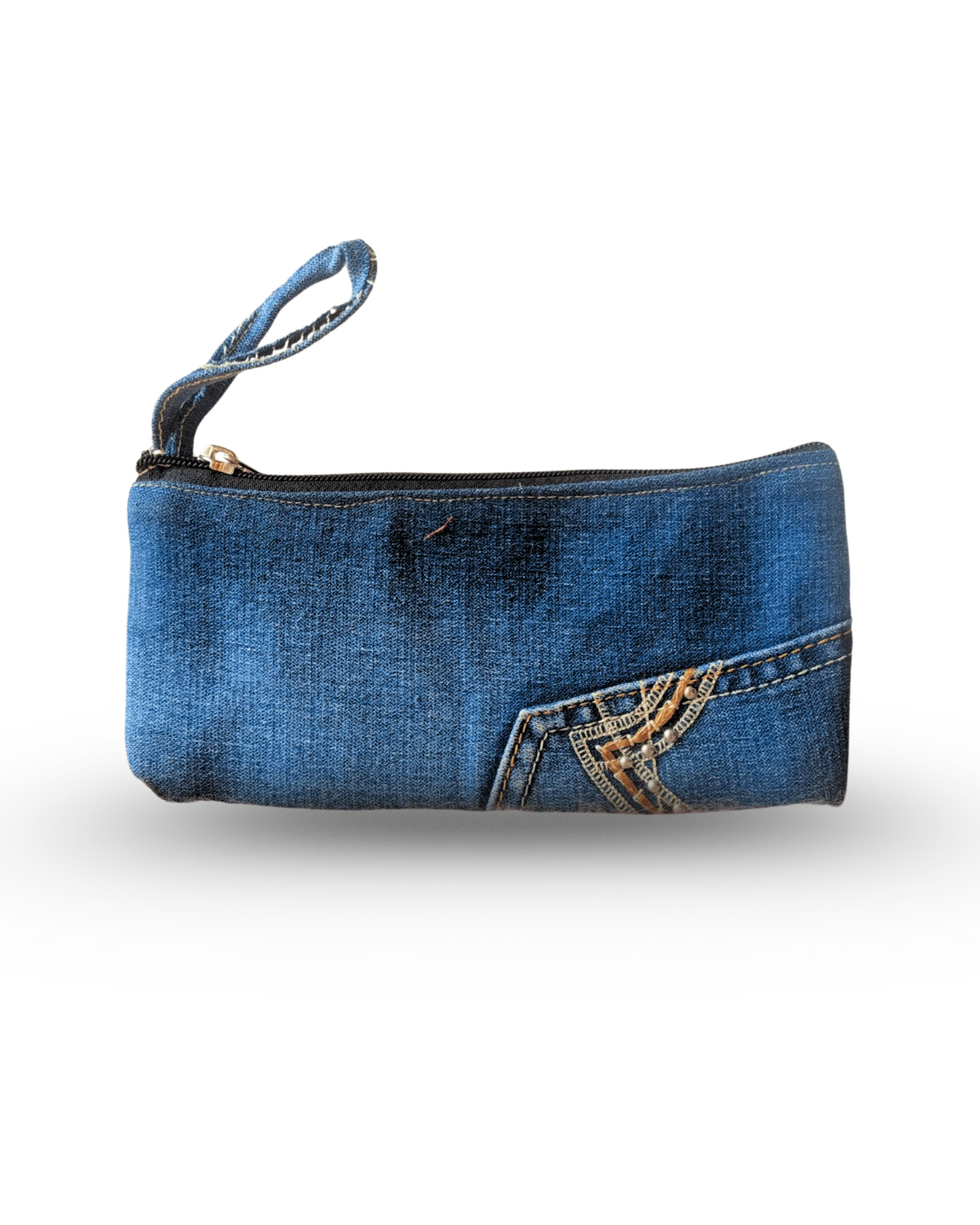 Indigo Charm – Upcycled Flap Pouch