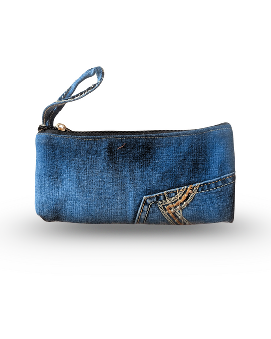 Indigo Charm – Upcycled Flap Pouch