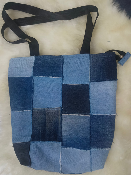 upcycled denim tote bag