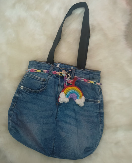 kids upcycled denim tote bag 