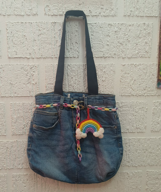 Stylish tote bag for kids made with upcycled denim