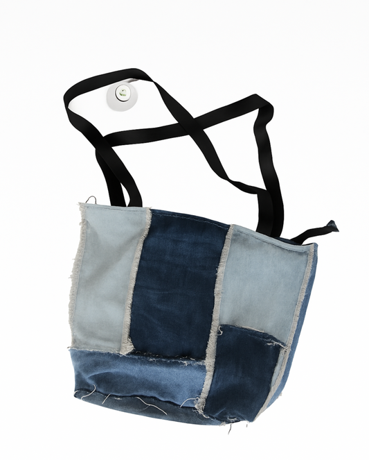 patchwork denim tote bag