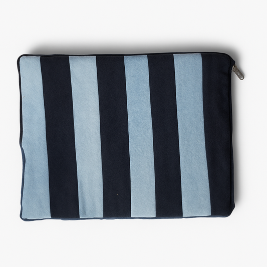 two tone upcycled denim zip pouch